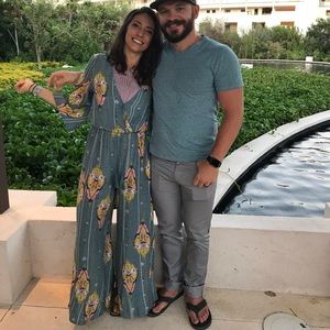 Multi colored flowy pant jumper